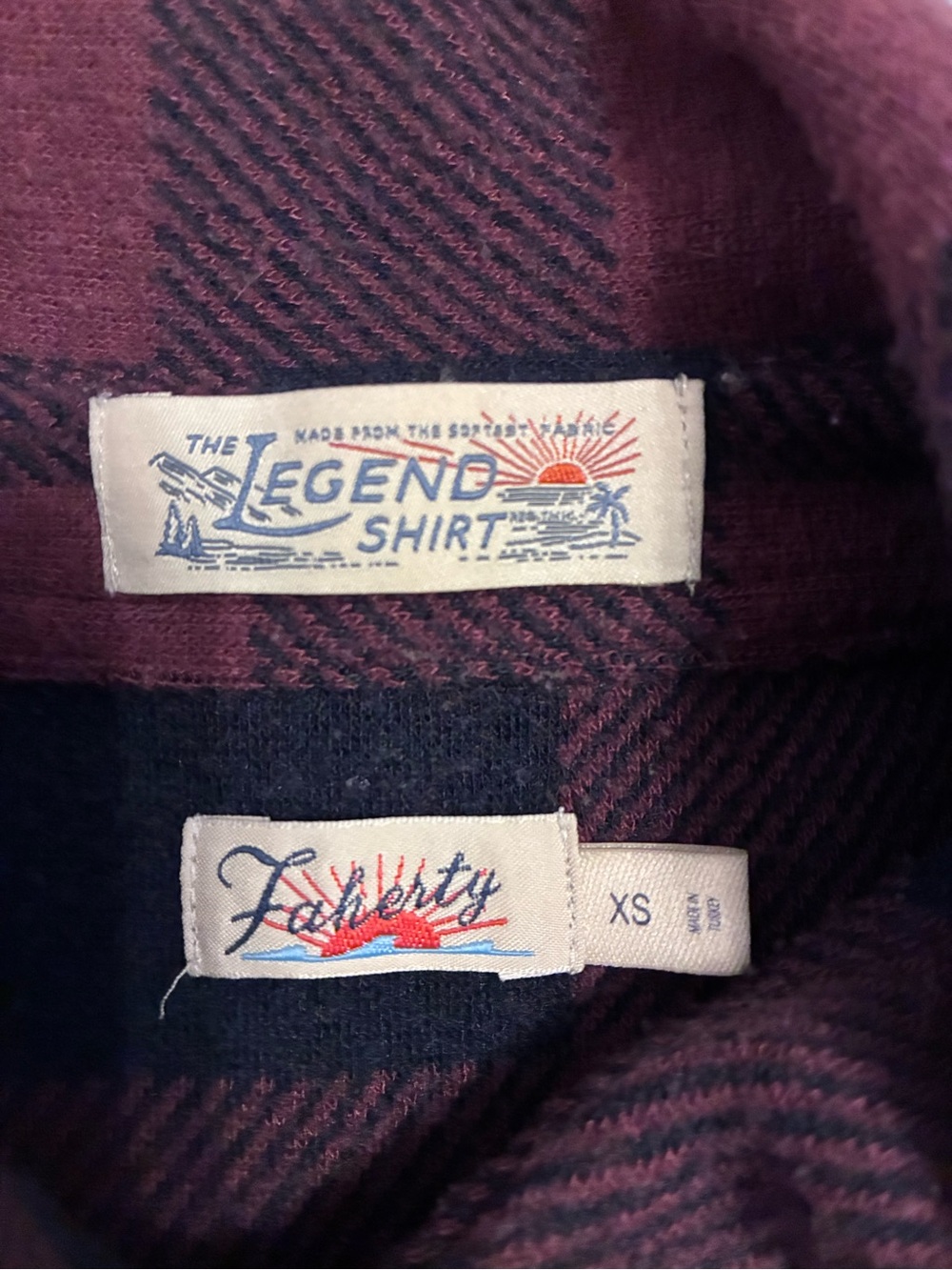 Faherty Legend™ Sweater Shirt  Burgundy/Navy Plaid Women’s XS - Picture 4 of 6